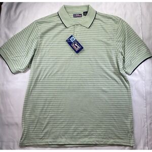 PGA Tour Golf Polo Shirt Men's XL Green White Striped PGA Logo On Sleeve NWT